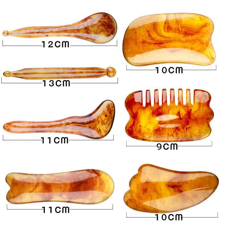 7Pcs Premium Resin Gua Sha&Massage Tool Set,for Facial Lifting,Body Sculpting and Pain Relief,Lymphatic Drainage and Relaxation