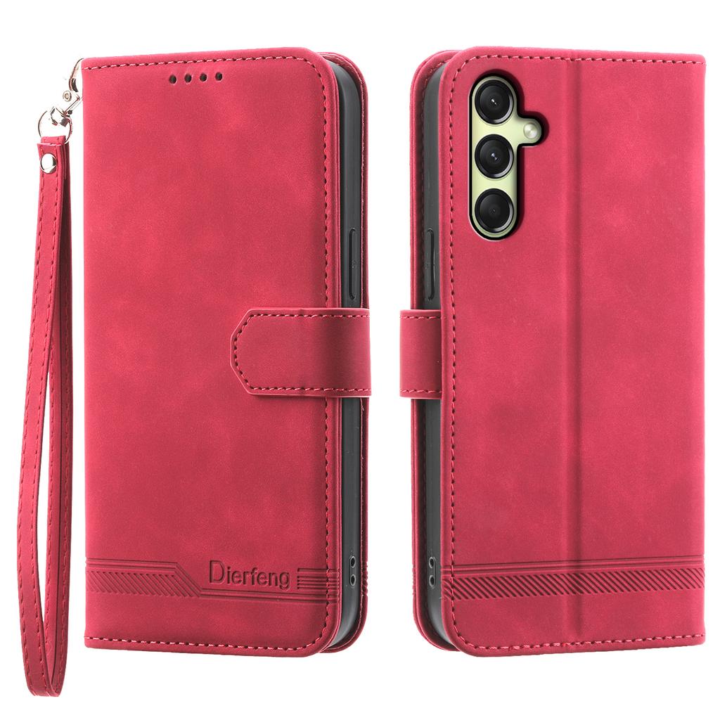 DIERFENG DF-03 For Samsung Galaxy A16 5G/A16 4G Leather Case Lines Imprint Wallet Phone Cover