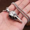 Punk Vintage Viking Crow Head Bird Skull Pendant For Men Stainless Steel Animal Chain Necklaces Fashion Jewelry Gifts