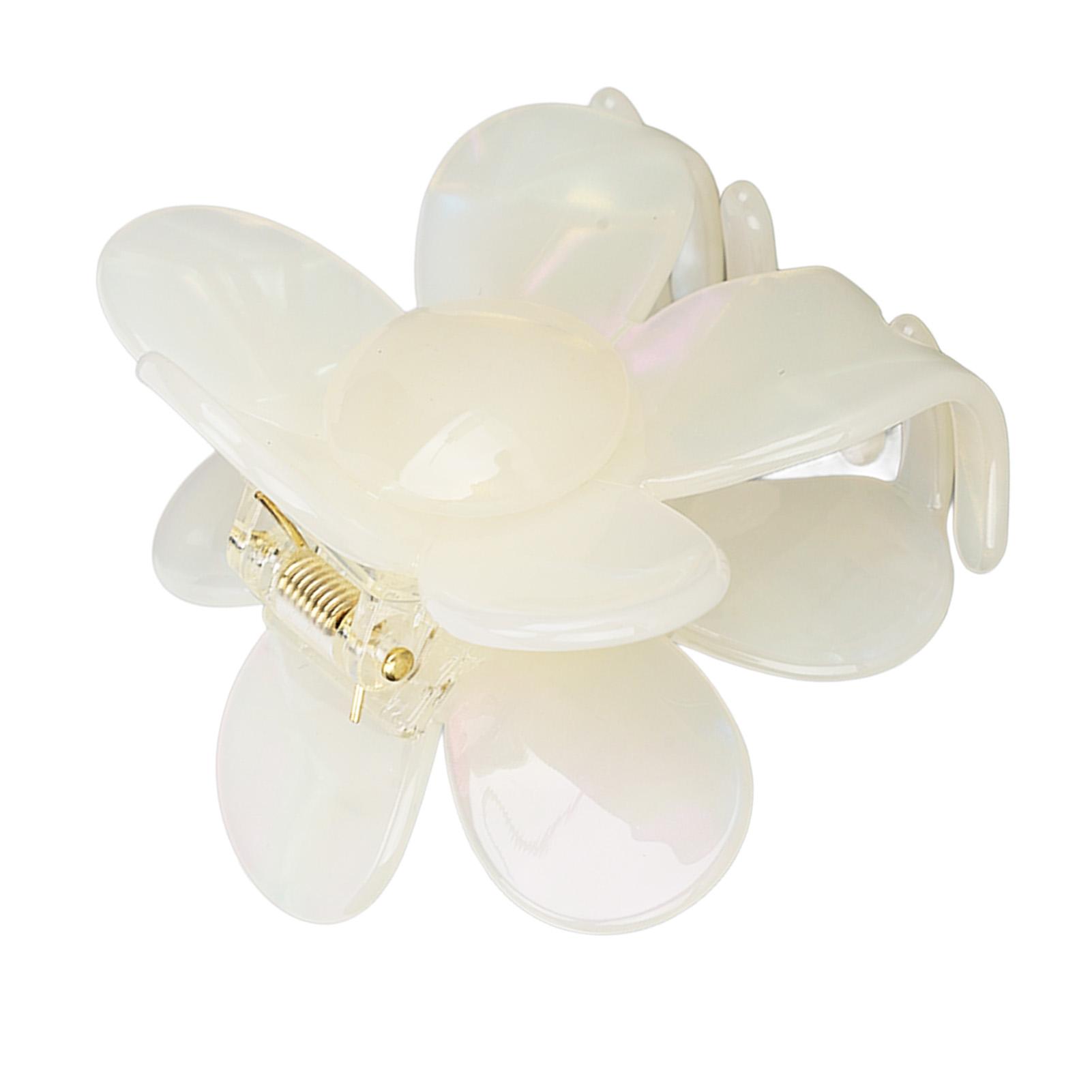 

Flower Shape Hair Clamp Acetate Plastic Hair Claw Clip Back Head Headwear for Women Girls Creamy