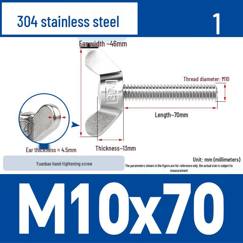 304 Stainless Steel Butterfly Weld Screw Yuanbao Hand-Tight Horn Bolt M3-M16
