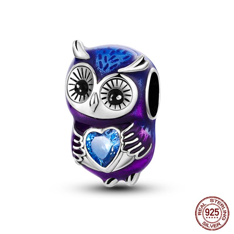 Copper Lovely Animal Cat Squirrel Penguin Heart Zircon Charms Beads Fit Qikaola Original Bracelets Fine Diy Jewelry