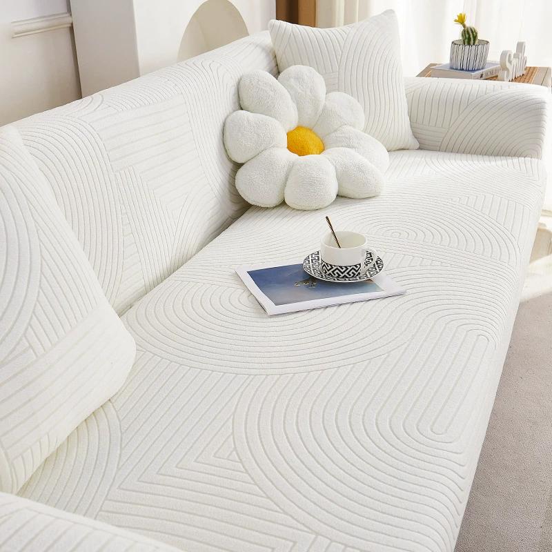 

Товстий чохол на диван для вітальні. Еластичний жакардовий 1/2/3/4-місний чохол на диван L-подібний кутовий чохол на диван. 3 Seater 190-230cm білий