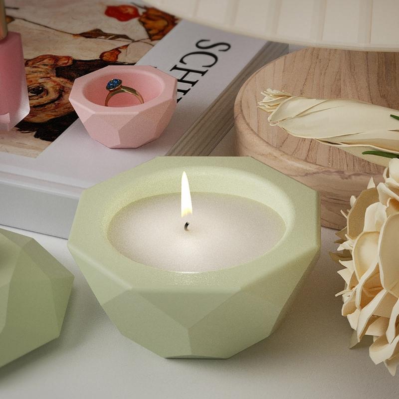Geometrical Candlestick Silicone Mold Octagonal Rhombus Storage Holder Resin Mold DIY Candle Storage Container Molds