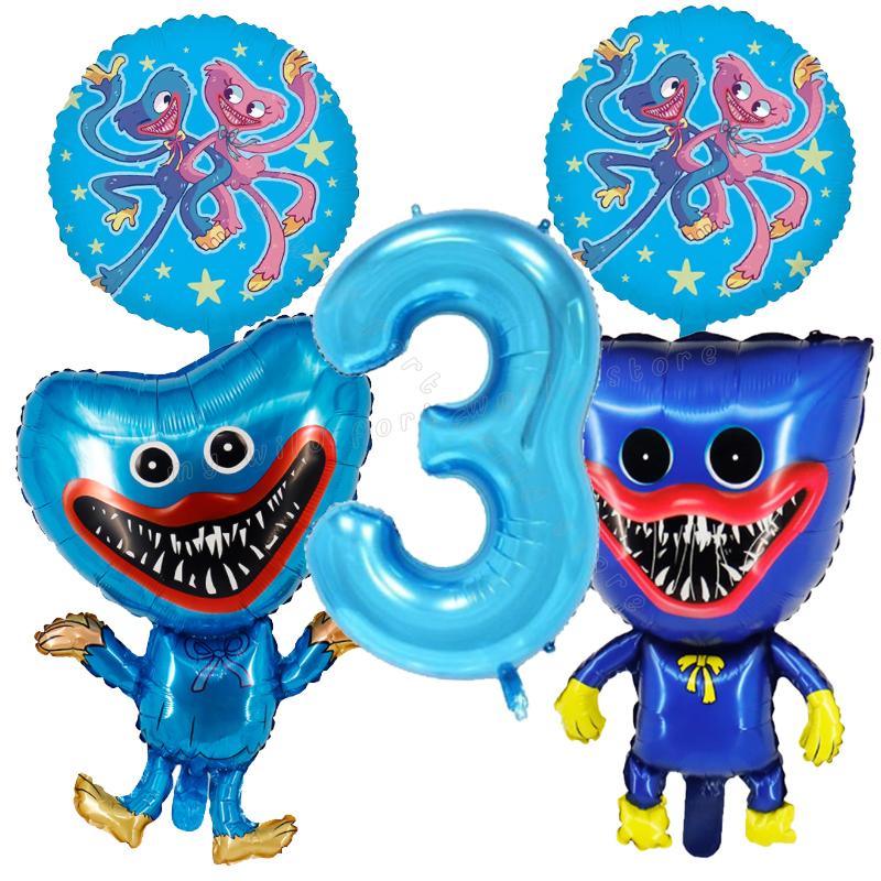 Game Huggy Wuggy Number Balloons Decoration Poppy Playtime Birthday Party Ballon Set Baby Shower Cartoon Round Foil Balloon