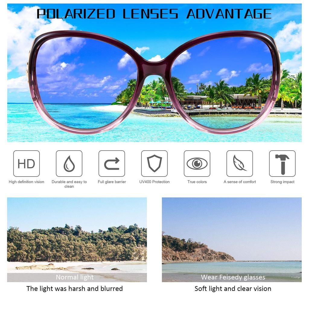 FEISEDY Polarized Sunglasses with UV400 Oval Nose for and Hiking Women's Protection, Shape, Lightweight, Protection, Driving, Sports, Fishing, (B2730)
