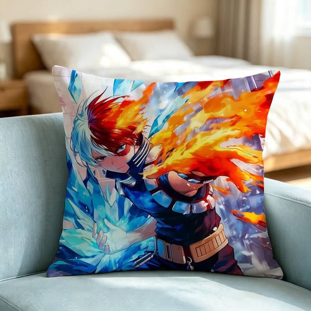 Shoto Todoroki Ice And Fire Square Double-Sided printed Pillow Case Bedroom Bedside Pillow Sofa Cushion Cover Gift
