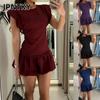JPNTKY Moda Verano Primavera Color Sólido Estampado Manga Corta Cuello Redondo Vestidos Casuales