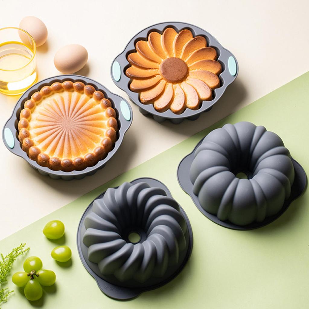 Sunflower Jelly Molds Reusable Flower Baking Trays for Cake Jelly, Valentine Birthday Holiday Baking Pans, Large Round Molds