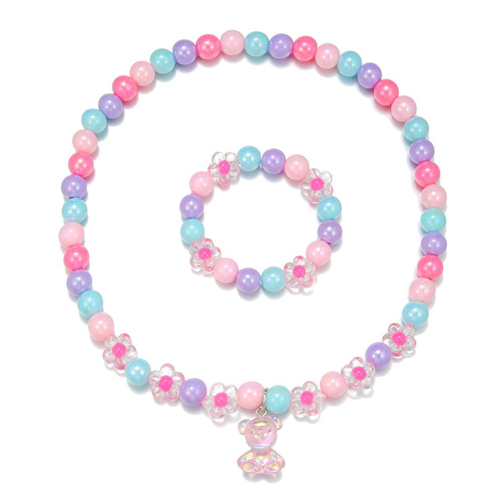Macaron flerfarget allsidig perlekjede barn halskjede armbånd prinsesse liten jente baby søt Zirkon drakt