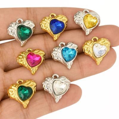 5pcs High Quality Waterproof Stainless Steel Heart Charms For Jewelry Making Necklace Girl Women Accessories Handmade Pendants