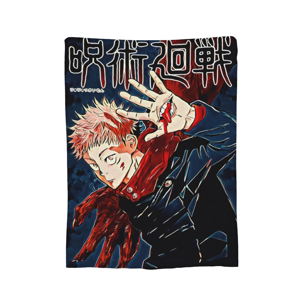 Ryomen Sukuna Velvet Throw Blanket Jujutsu Kaisen Anime Blanket for Sofa Travel Lightweight Bedspread,