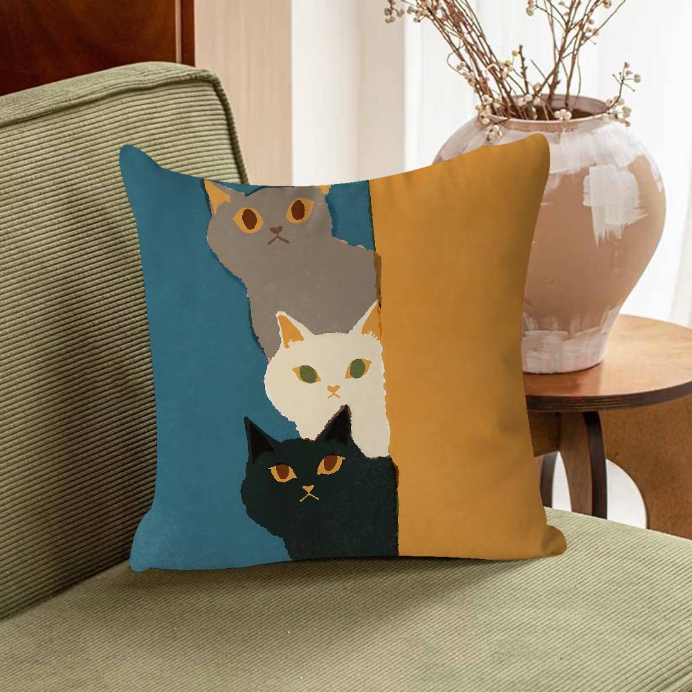 Cute Cartoon Cat Pillow Gift Home Office Decoration Bedroom Sofa Car Cushion Cover Case 45x45