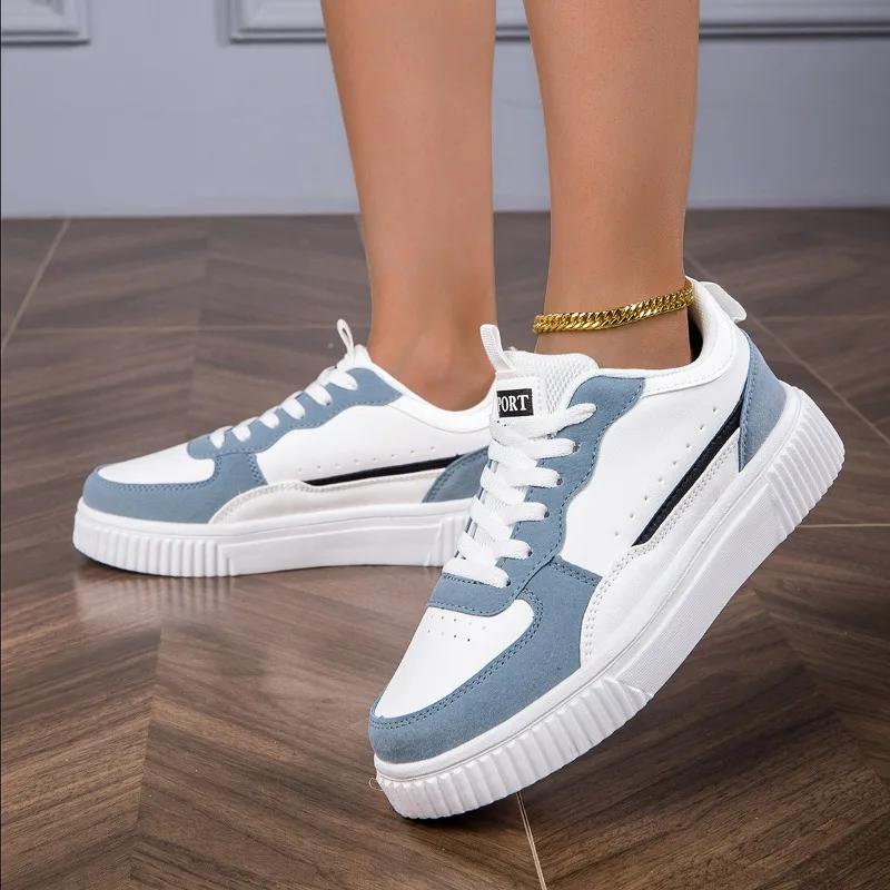 YRZL Leather Sports Women Casual Shoes Lightweight Skateboard Shoes Platform White Sneakers Outdoor Breathable Walking Shoes
