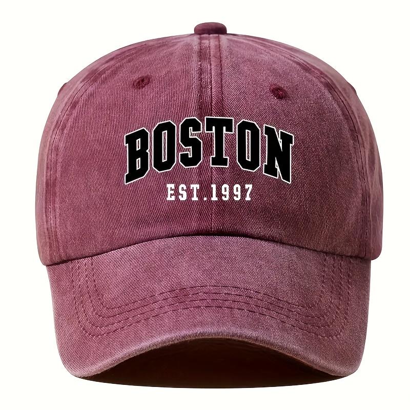 

New washable retro baseball cap with BOSTON print, unisex couple style, adjustable washable baseball cap One Size&Over 16 years old