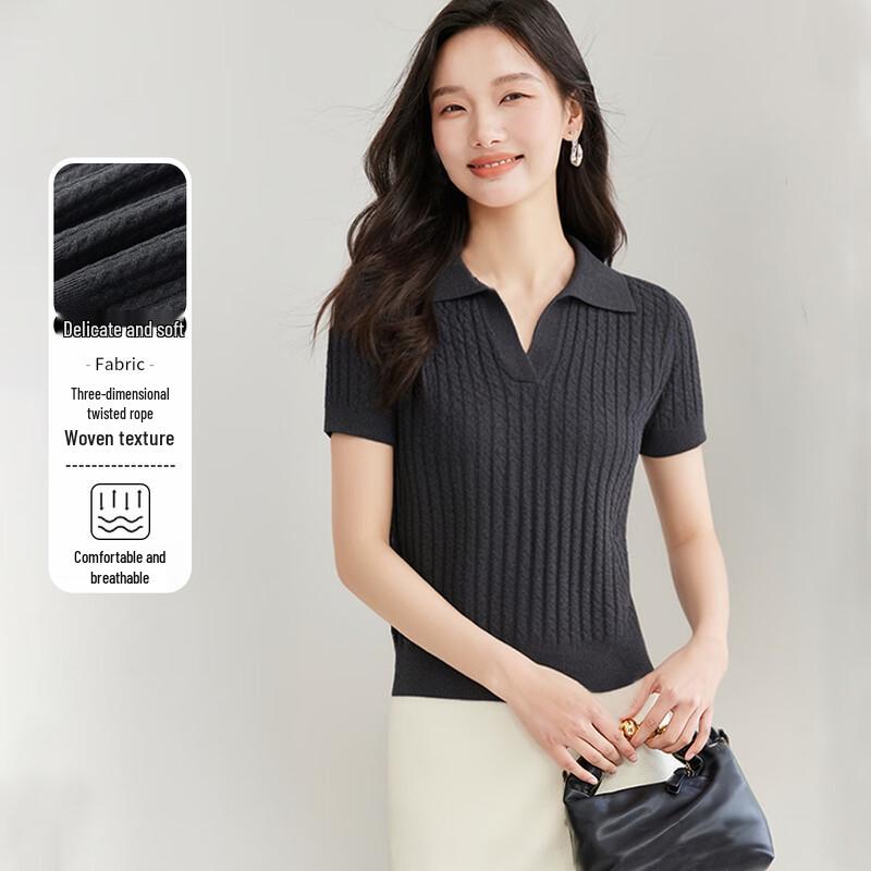 

Handu Yishe Women s Retro POLO Collar Knit Pullover One Size F(170/88A)