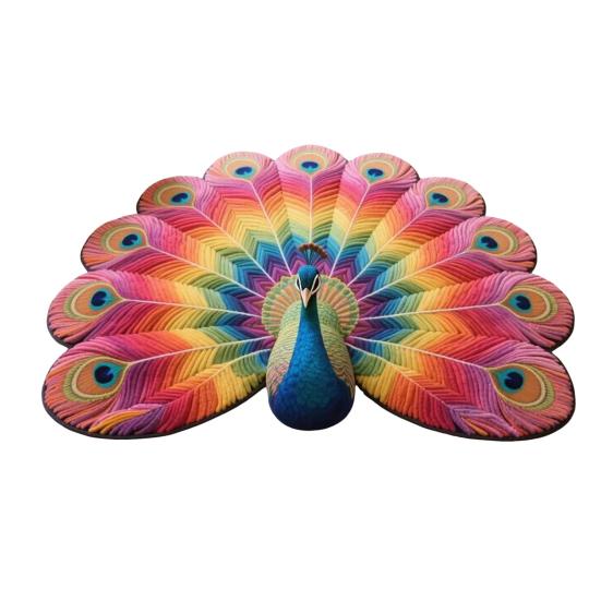 Peacock Floor Mat 3D Realistic Pattern Bathroom Mat Quick Dry Floor
