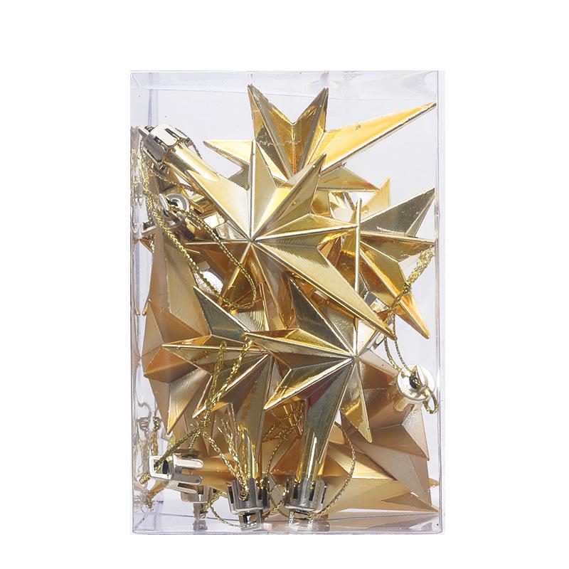 

Елочные украшения в виде восьмиугольной звезды, цветной гальванический пластиковый декор. 12 per box