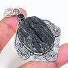 Natural Black Tourmaline, Spinel 925 Sterling Silver Jewelry Pendant 2.64" ZS-58