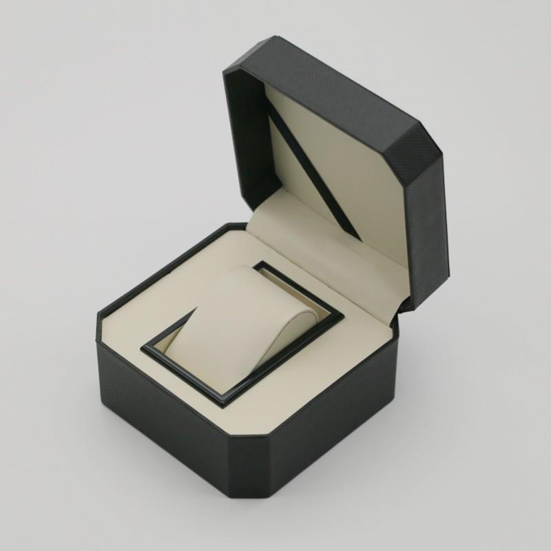 Rounded Corner PU Leather Single Watch Storage Box with Threaded Flip Cover