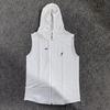 Men Hooded Zip-up T-Shirt Jacquard Sleeveless Hoodie Tee Stylish Textured Summer Tank Top for Gym Street Party Holiday