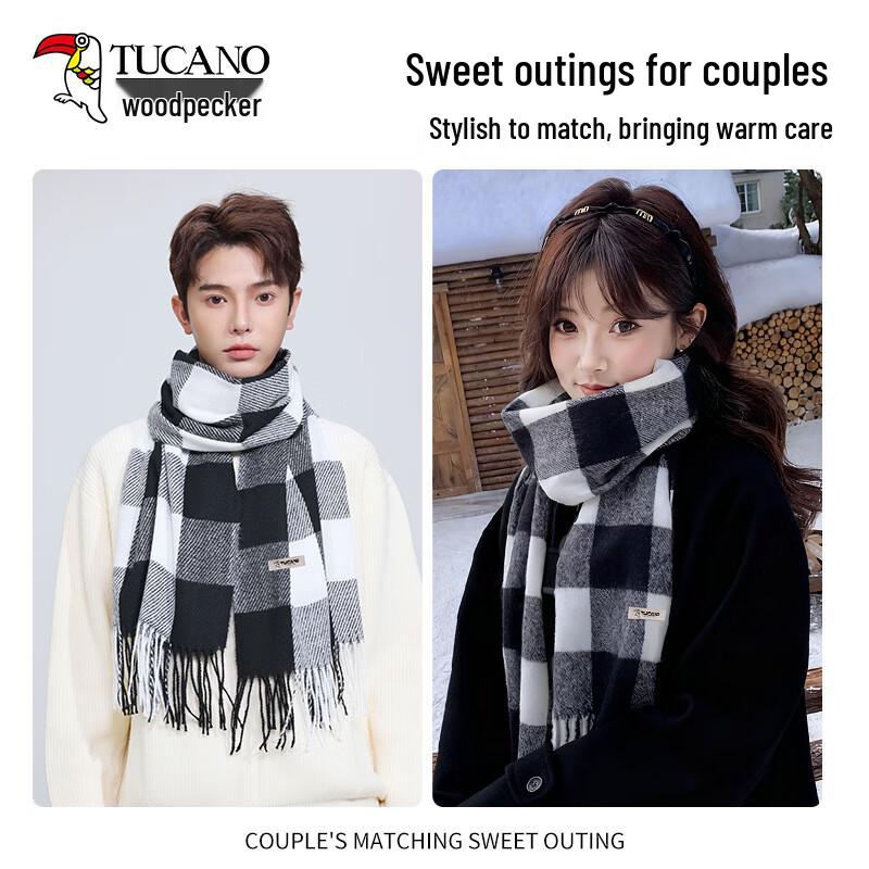 Woodpecker Unisex Autumn Winter Plaid Scarf