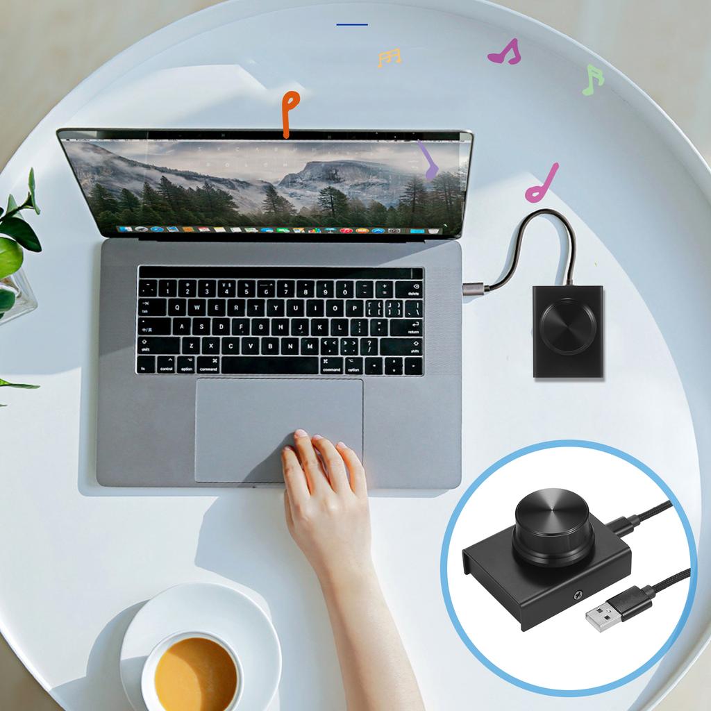 USB Volume Control Knob One Key Mute Volume Controller for Computer Laptop Plug and Play PC Speaker Audio Adjuster