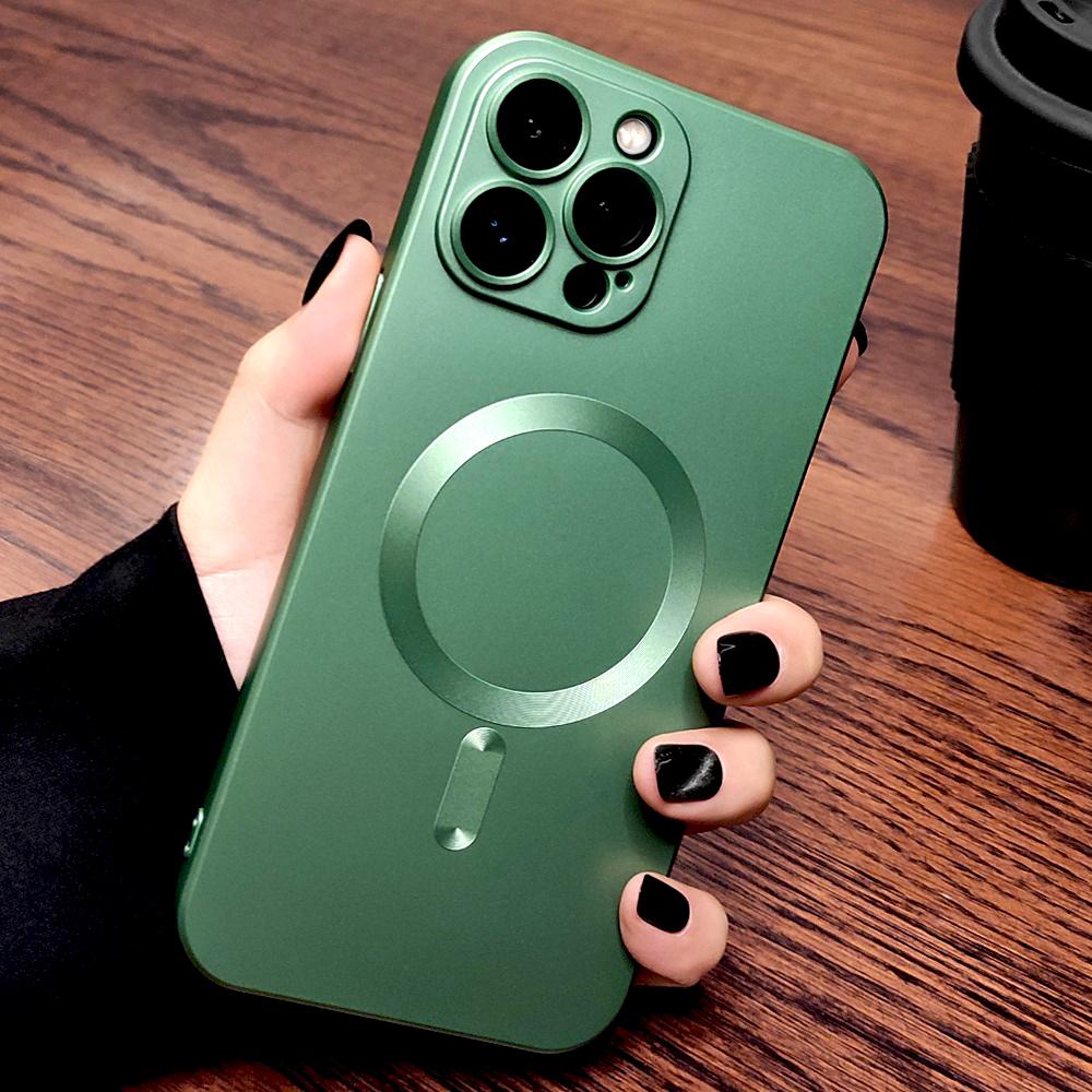 Luxury Soft TPU Matte Case For iPhone 16 15 14 13 12 11 Pro Max Plus 15Pro iPhone15 For Magsafe Mag Safe Wireless Charge Cover