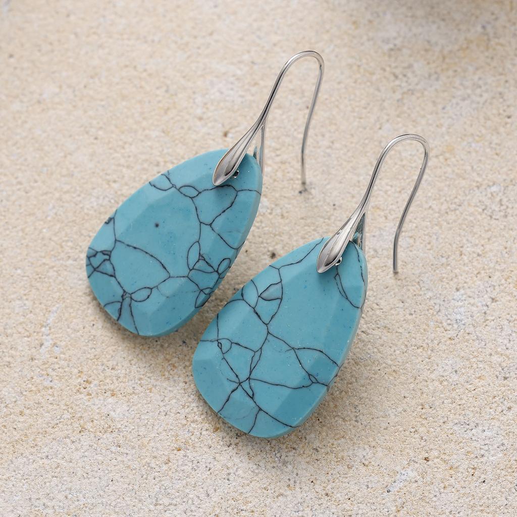 High End Tianhe Stone Pendant Earrings with Elegant Geometric Shapes, Popular European and American Jewelry Accessories