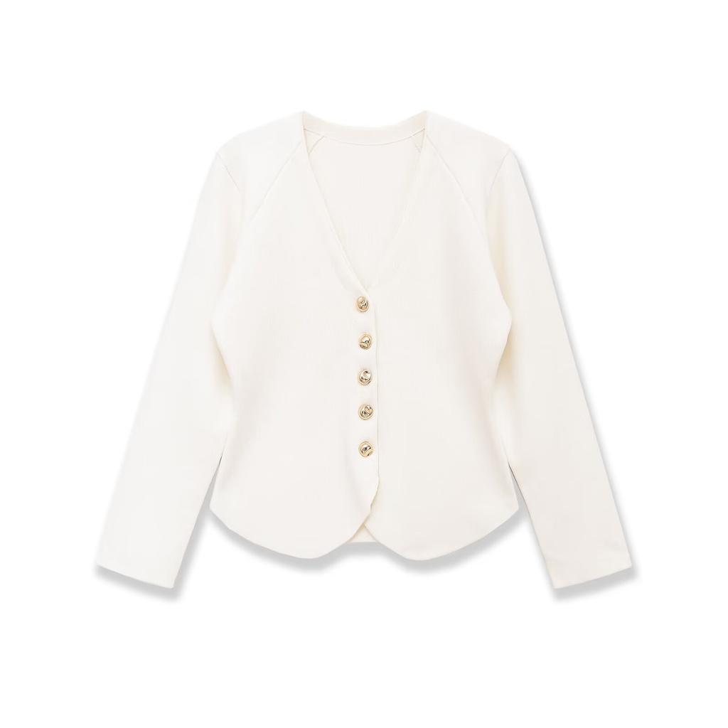 2026 Spring New European and American Cross-border Women's Fashion Long Sleeve V Tie Slim Knitted Jacket W08 2894