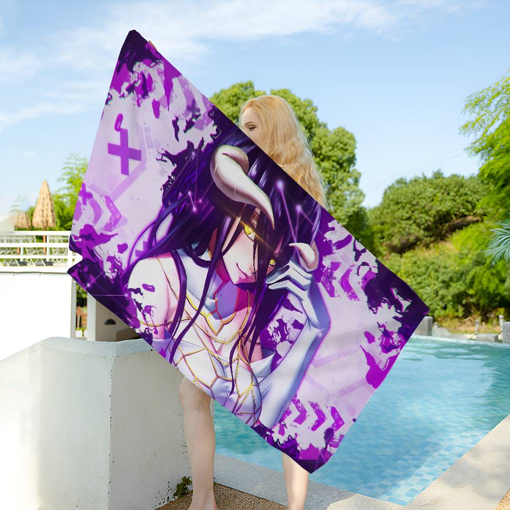 Gamer Albedo Anime Sexy Girls Microfiber Printed Beach Towel Mountain Climbing Yoga Beach Swimming Running Absorbent Soft Towel
