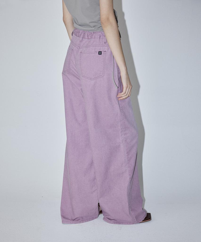 Enor Drawstring Pigment Washing Denim Pants - Lavender