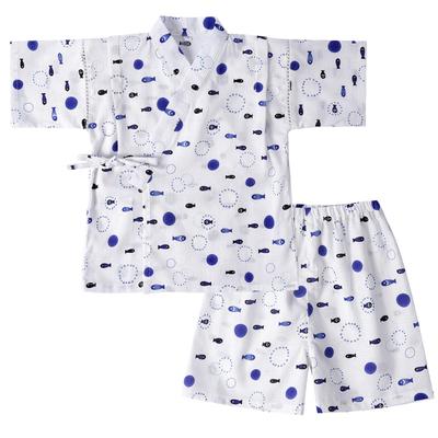 SHELISTEN Boys' Jinbei Yukata Kimono Set, Perfect for Summer Festivals, Fireworks Displays, and Children's Day, Sizes 100-150 (Sakana, Size 140)