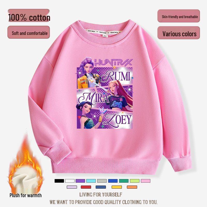 K-pop Monster Hunter Witch Girls' Hoodie - Stylish Autumn/Spring Round Neck Casual Top for Children