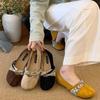 Vintage Mary Jane Shoes Women's 2025 Spring New French Temperament Suede Round Head Shallow Mouth Ballet Single Shoes with Skirt