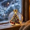 Bulk Decorative Baubles Clear Christmas Ball Ornaments, Acrylic Hanging Decoration with Gingerbread House Small Gifts Reindeer Santa Tree Inside