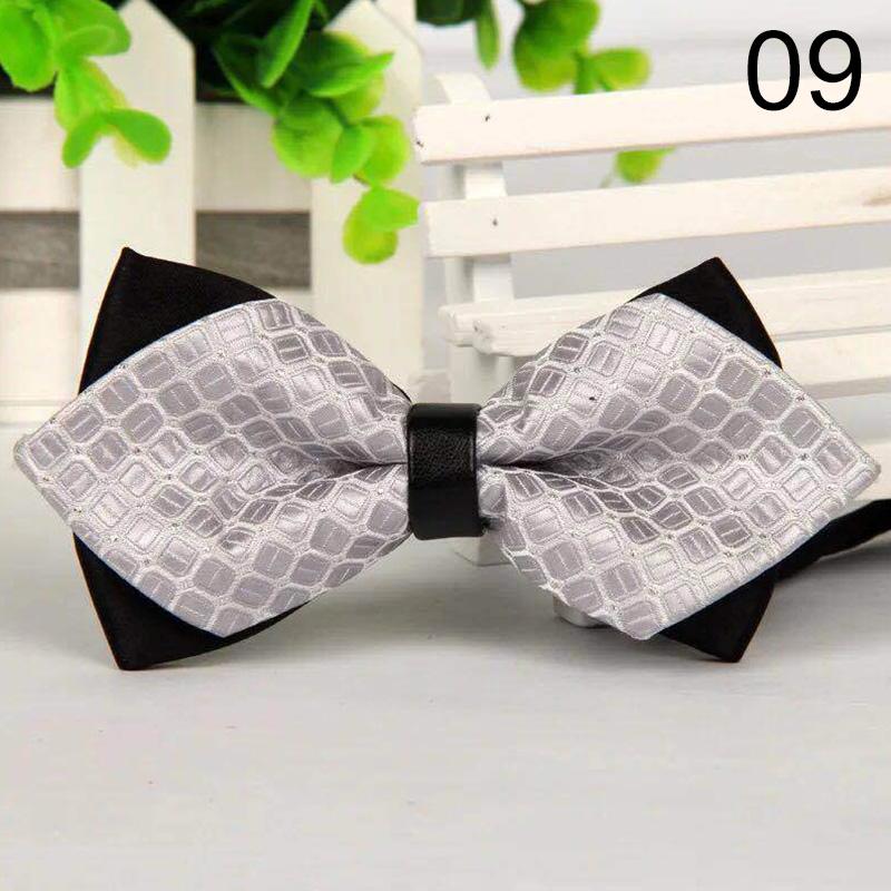 Fashion Men's Pointed Groom Leather Wrap Heart Bow Tie Men's Wedding British Dress Wholesale Pointed Korean Plaid Bow Tie