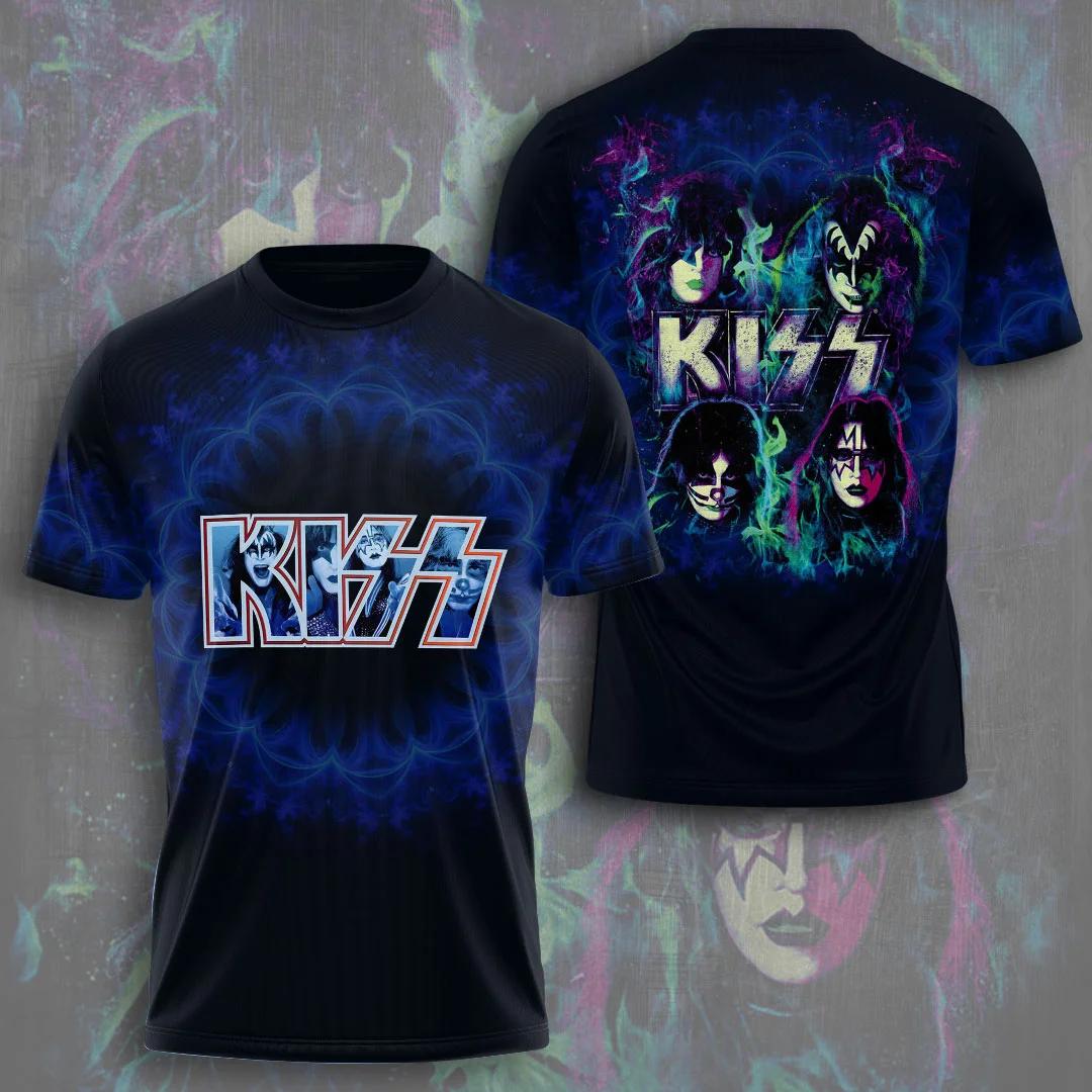 ETST22 Hete Rockband Kiss T-shirts 3D Geprint T-shirt Zomer Mannen Vrouwen Grappig Korte mouw Ronde hals T-shirt Straat Man Tops 3XL
