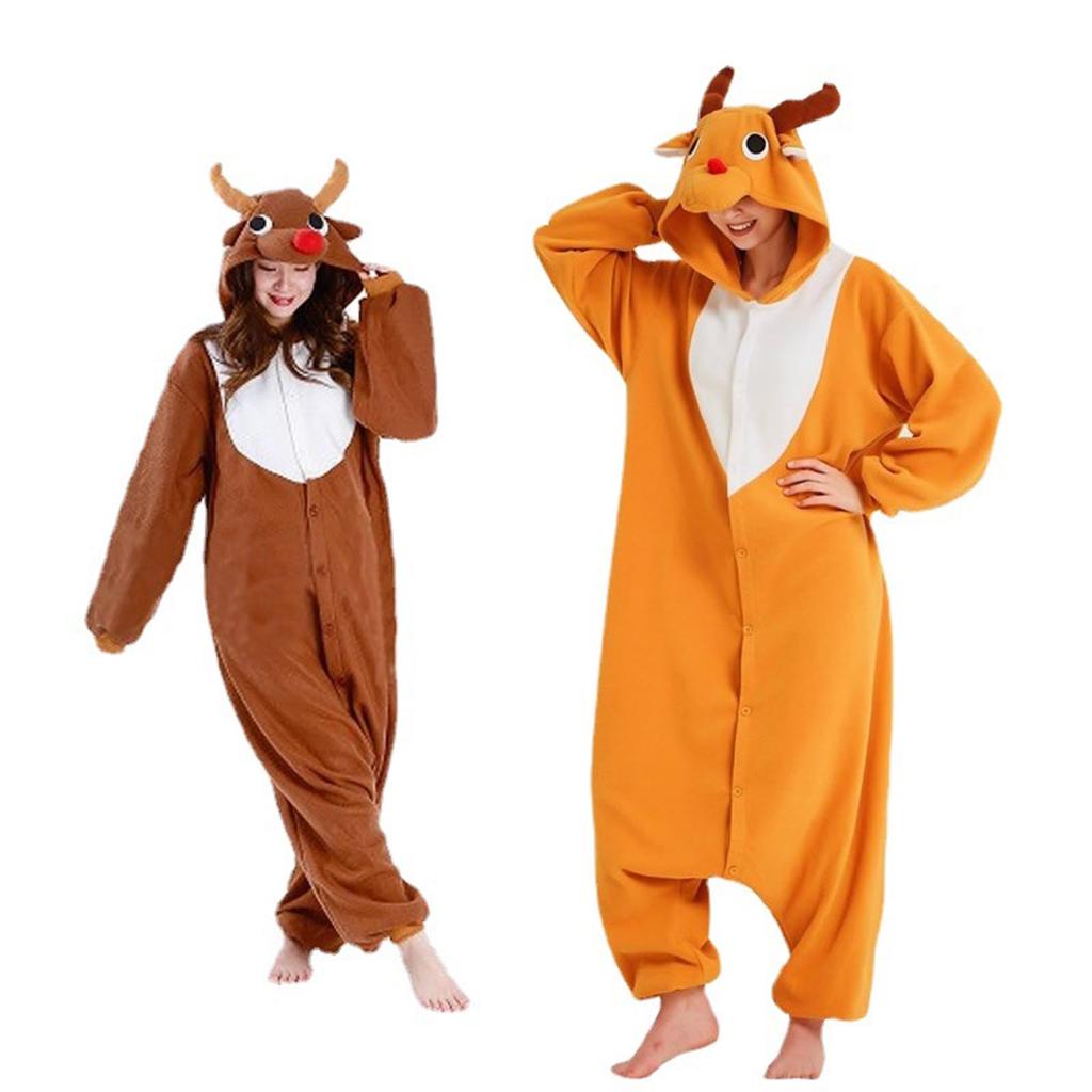 Piżama Kigurumi dla Renifera Wymyślne Zwierzę Pokój Zimno Boże Narodzenie Duży Rozmiar [easylivegogo] Dorośli, Cosplay, Sukienka, Piżama, Odzież, Kostium, Miękka, Puszysta,