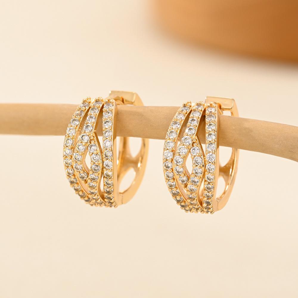 Gold Multi-Style Zircon Hoop Earrings for Women