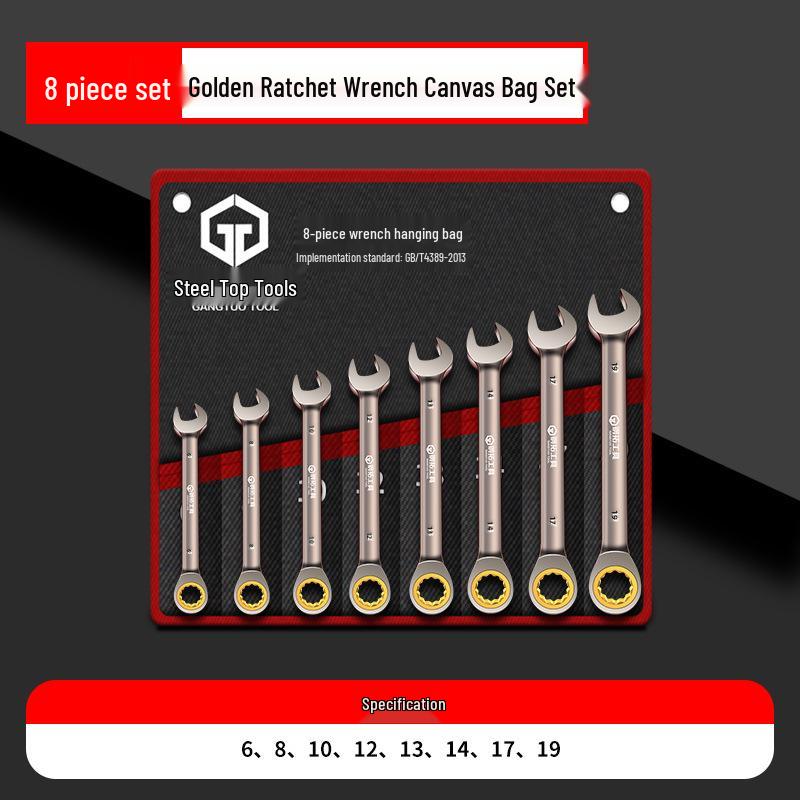 Gantuo 13mm Reversible Ratchet Wrench Set: Open & Box End for Auto Repair