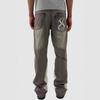 Mens Relaxed Fit Straight Leg Denim Jeans With Washed Vintage Patchwork Design Casual Streetwear Trousers