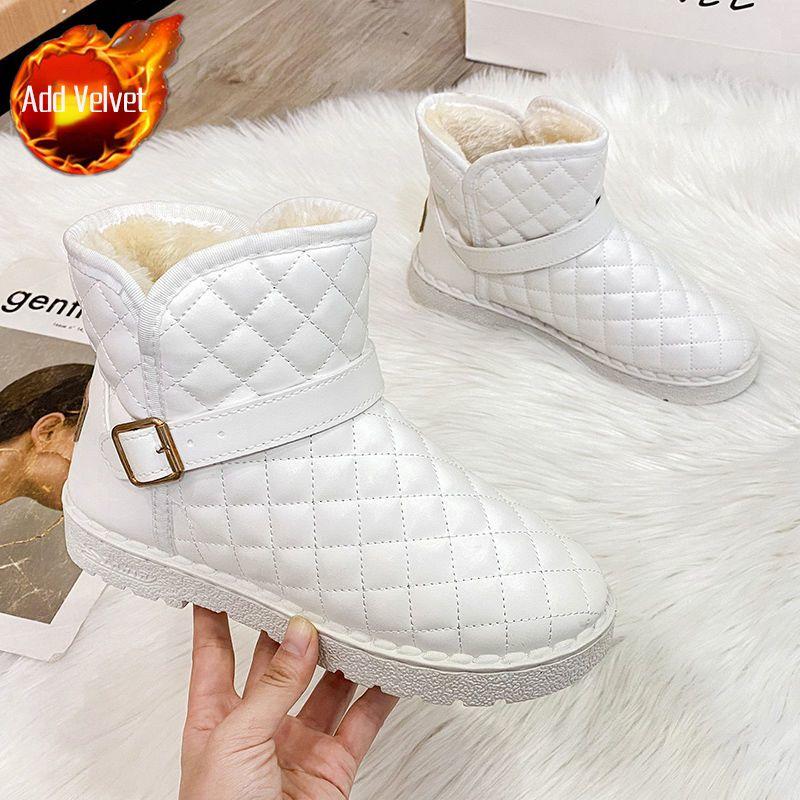 Fashion Leather Waterproof Plush Warm Flat Woman Shoes Winter on Offer 2025 New in Hot Goth Ankle Chic and Elegant Snow Boots for Women