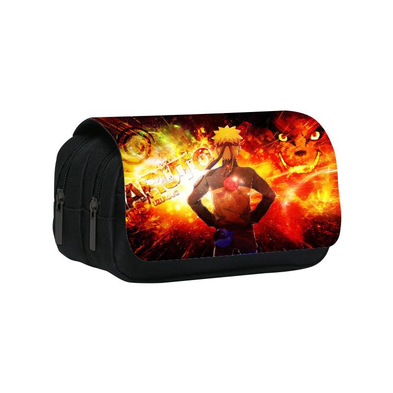 Naruto Shinobi Printed Twin Compartment Pen Pouch With Waterresistant Nylon For Students