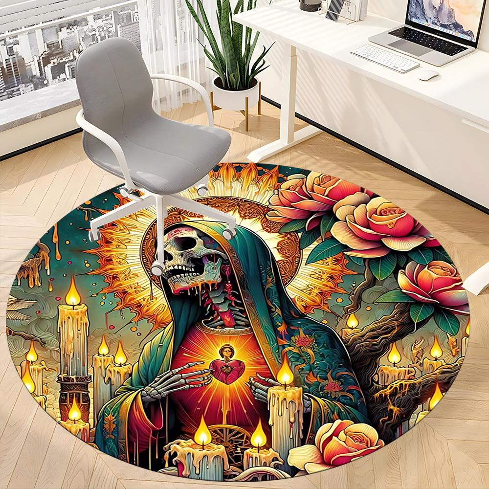 1pc Day of the Dead Virgin Mary Chair Carpet for Office Non-Slip, Lightweight, Machine Washable Rug for Office, Room - Holiday Decoryy251016007