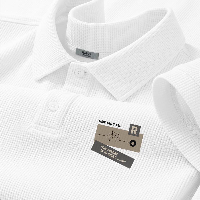 

Men s Waffle Texture Short Sleeve Polo Shirt L