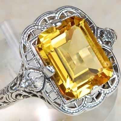 Huajie Unisex's Elegant Square Cut Zircon Hollow Rings Classic Party Charming Female Ring New  Trendy
