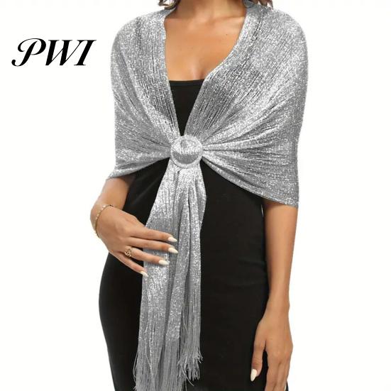 Metallic Wire Shawl Women Sparkling Bridesmaid Scarves 1920s Style Wraps with Scarf Button Wedding Party Accessories Outdoor Homecoming Dance