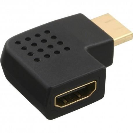 Adaptateur hdmi - inline - coudé mâle/femelle - contacts plaqués or - noir - 19 broches