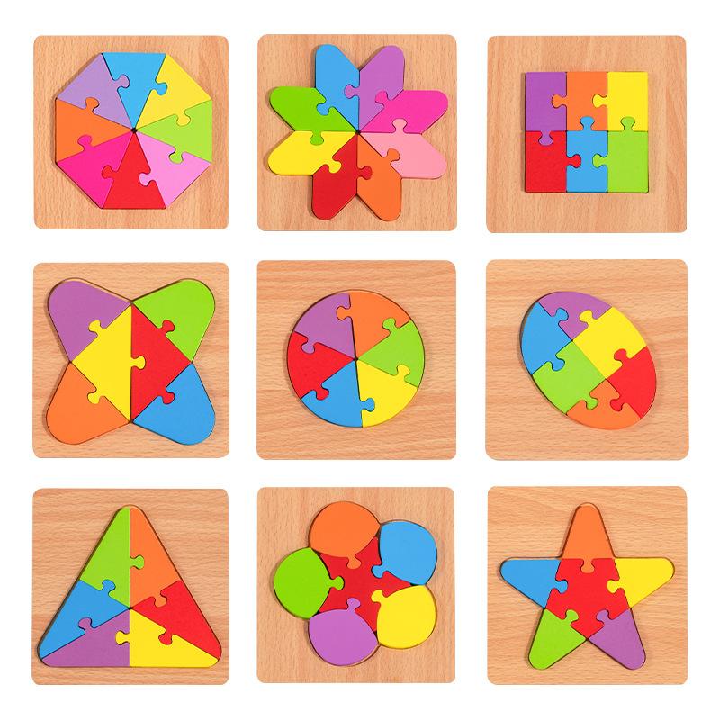 Vysoce kvalitní dřevěné geometrické tvary Rané poznávání Puzzle Deska Matematická hra Montessori Dětské učení Vzdělávací Pro děti Hračky